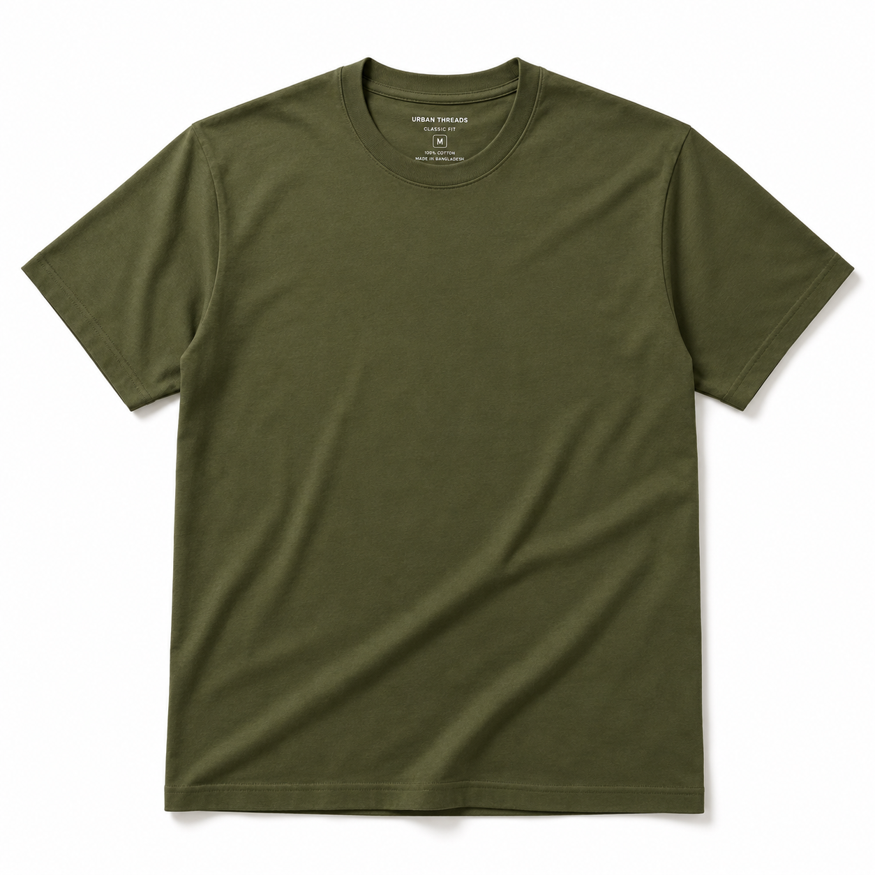 Urban Threads Premium Cotton Crew Neck T-Shirt – Olive Green