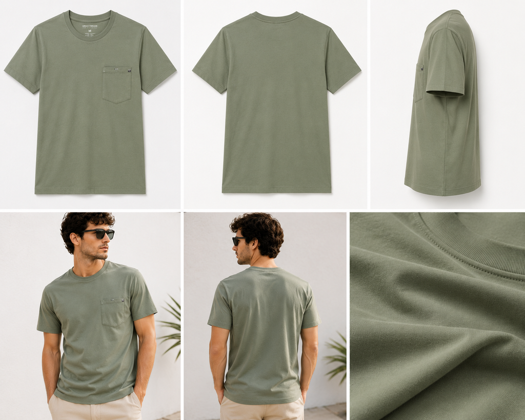 Urban Threads Premium Cotton Crew Neck T-Shirt – Olive Green