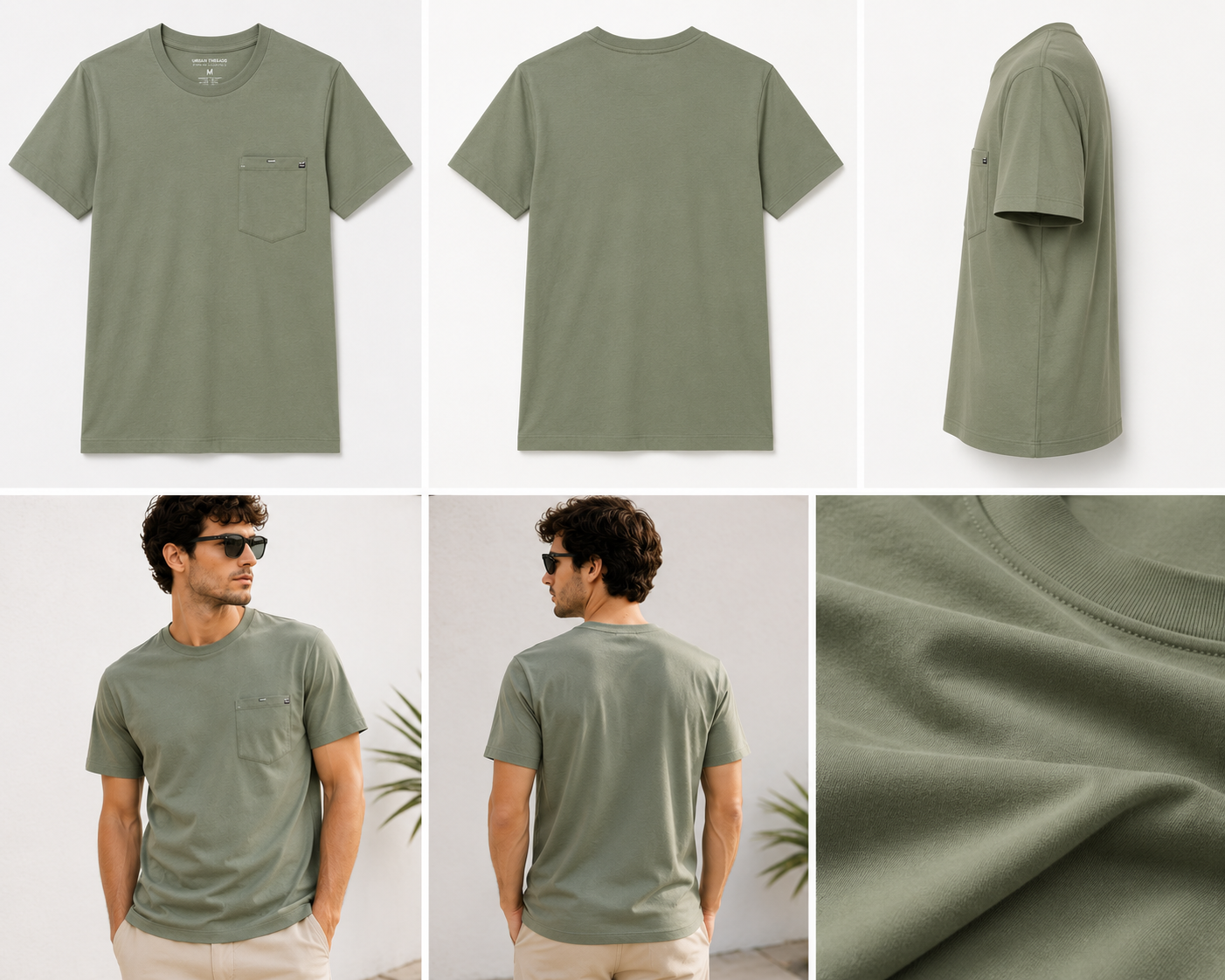 Urban Threads Premium Cotton Crew Neck T-Shirt – Olive Green